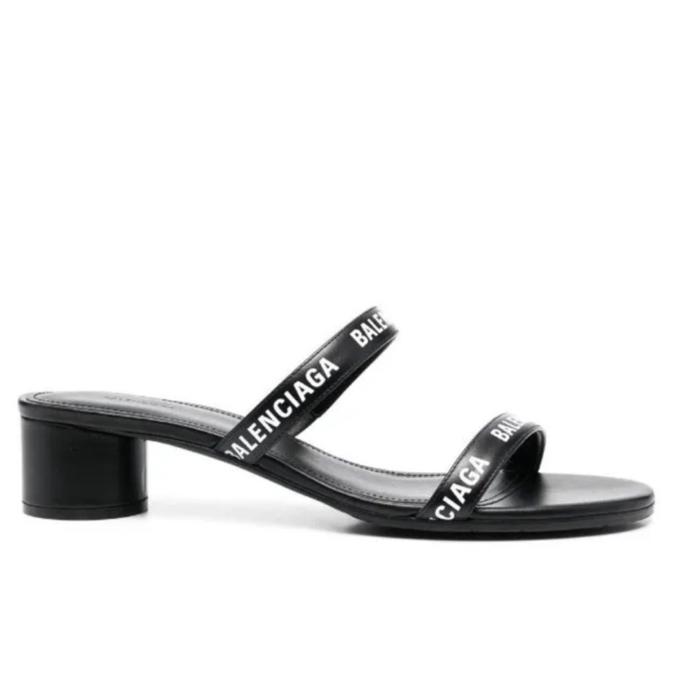 Balenciaga Black Logo Strap Sandals